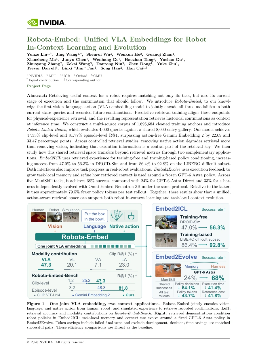 First page of the Robota-Embed technical report